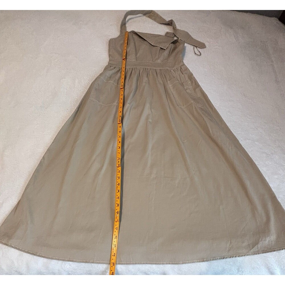 Anthropologie Porridge Halter Preppy Utility Midi Dress Sz Md Taupe - Picture 4 of 7